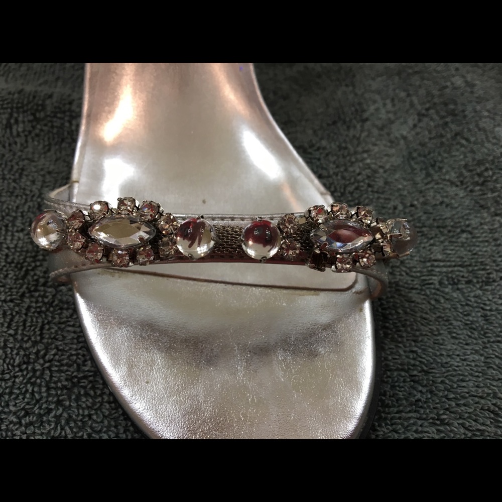 Silver dressy sandals w/jewels - Picture 2 of 4